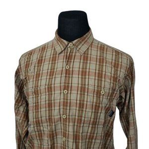 Patagonia Organic Cotton Long Sleeve Button Shirt Men's Medium Brown Plaid